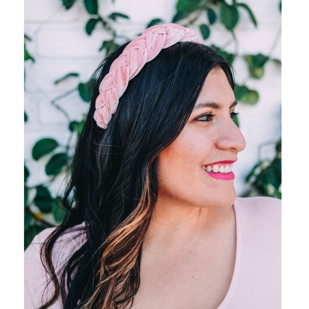 Velvet Pink Braided Headband
